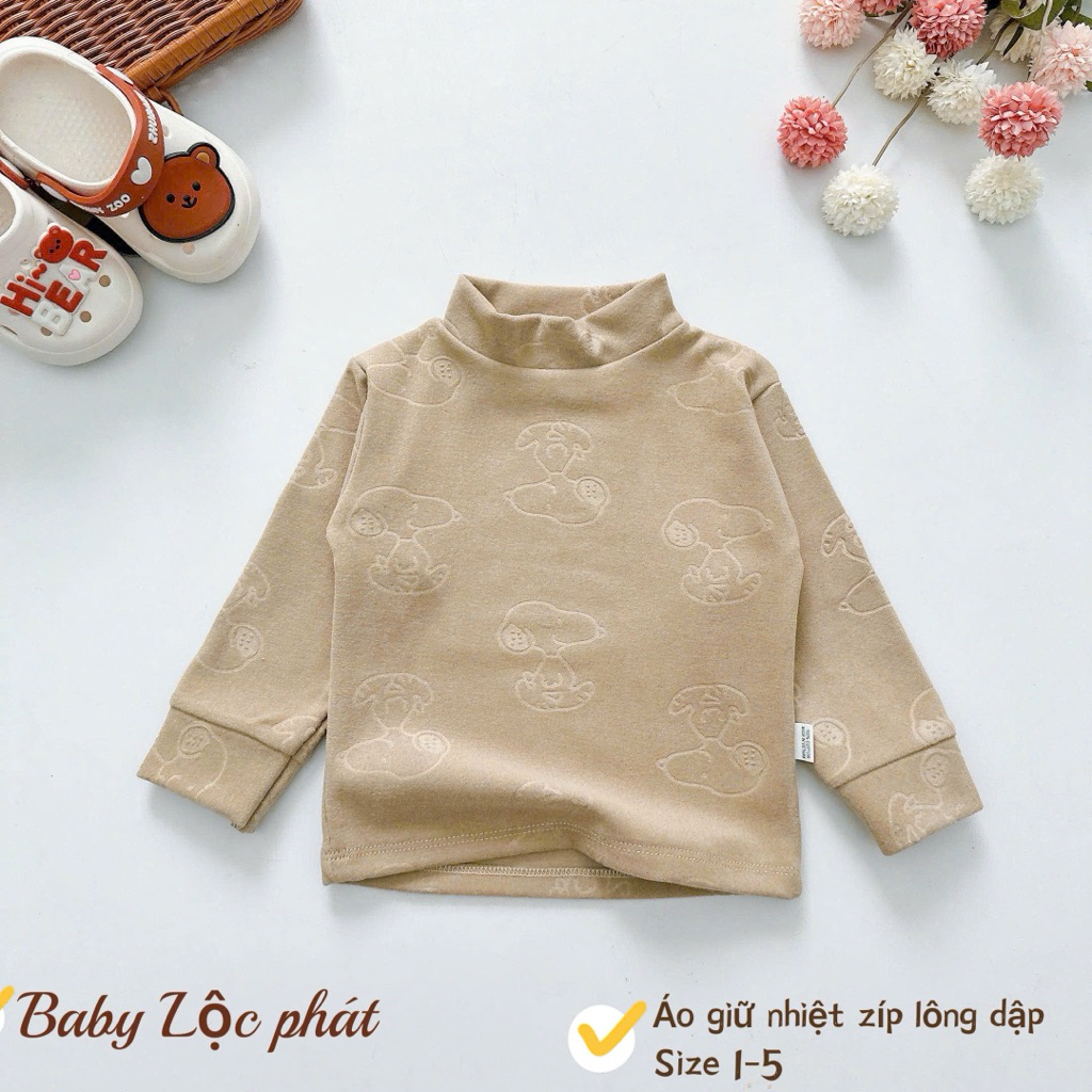 (01) Combo 1-2 Áo giữ nhiệt zíp lông 2 mặt ấm áp cho bé 4-15kg