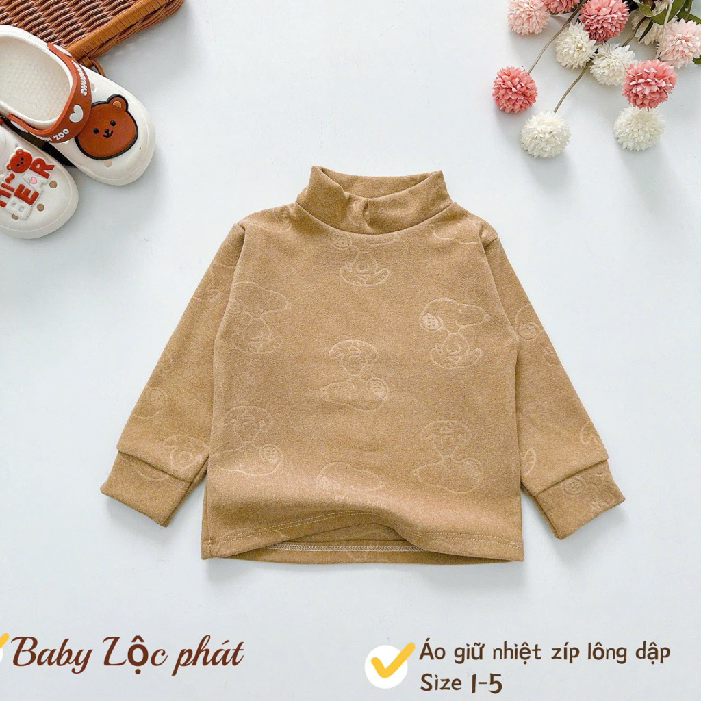 (01) Combo 1-2 Áo giữ nhiệt zíp lông 2 mặt ấm áp cho bé 4-15kg