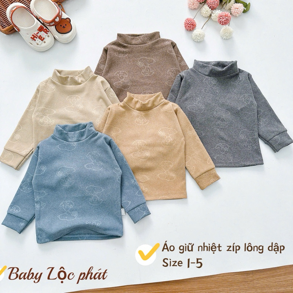 (01) Combo 1-2 Áo giữ nhiệt zíp lông 2 mặt ấm áp cho bé 4-15kg