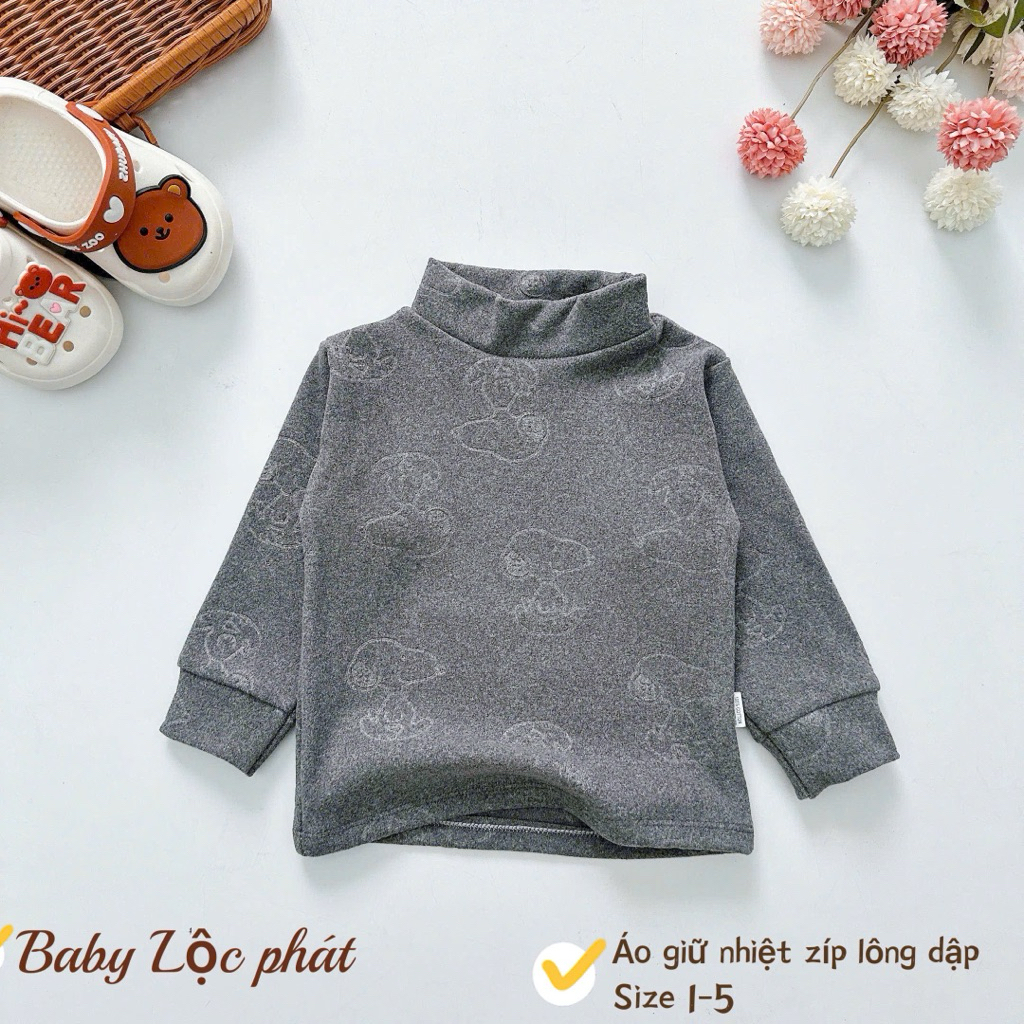 (01) Combo 1-2 Áo giữ nhiệt zíp lông 2 mặt ấm áp cho bé 4-15kg