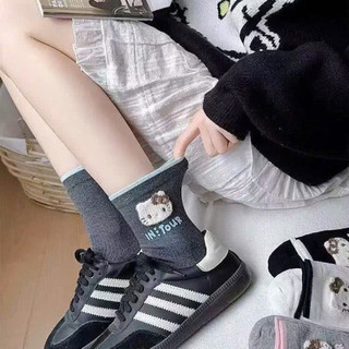 Sét 10 đôi tất côtton co giãn, thoáng mát hoạ tiết mèo kitti dễ thương 🌸🌸🌸