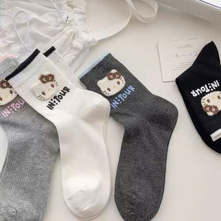 Sét 10 đôi tất côtton co giãn, thoáng mát hoạ tiết mèo kitti dễ thương 🌸🌸🌸