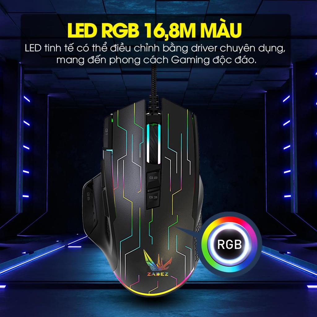 Chuột Gaming Có Dây ZADEZ GT-616M - 7.200 DPI Max, Cảm Biến PixArt PMW3330, IPS 150 inch/sec