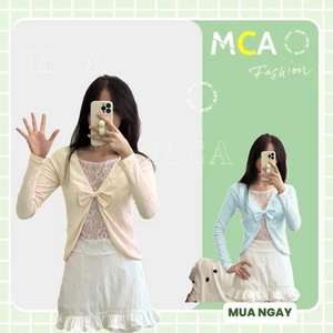 Áo Thun Nữ Tay Dài Đính Nơ Phối Ren MCA Mặc 2 Kiểu Dễ Thương A51438