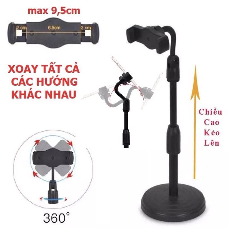 GIá đỡ điện thoại livestream xoay 360 độ - học online - livetream - nhỏ gọn tiện lợi