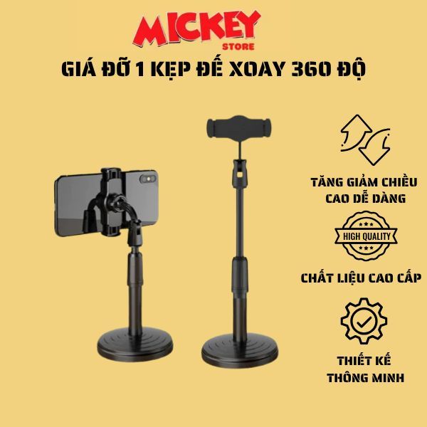 GIá đỡ điện thoại livestream xoay 360 độ - học online - livetream - nhỏ gọn tiện lợi