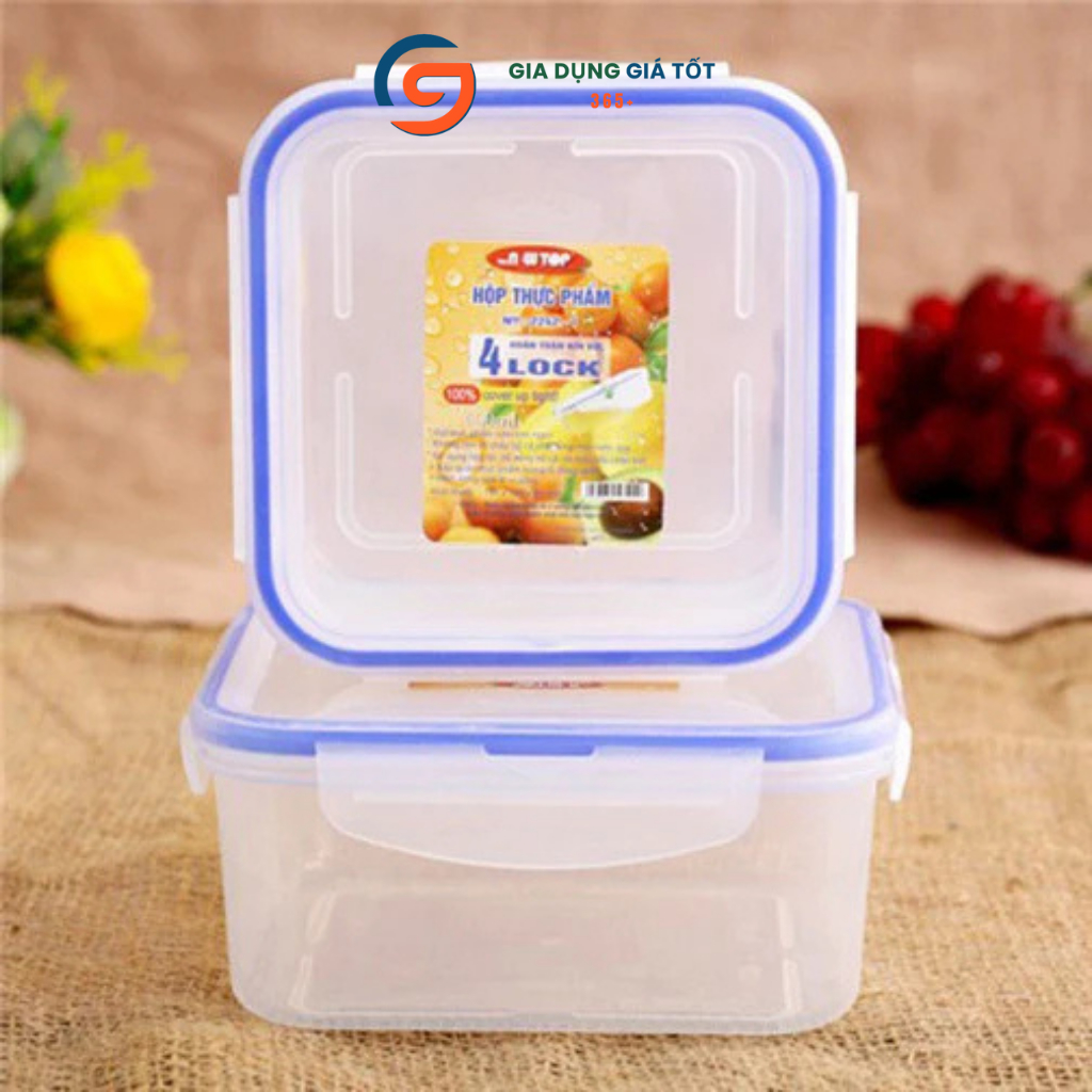 Bộ 2 hộp đựng thực phẩm Song Long có nắp kín hơi - hộp bảo quản đồ ăn tủ lạnh, mang cơm tiện lợi