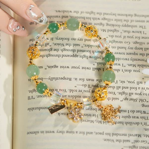 Vòng Tay Thạch Anh Xanh Mix Charm Pha Lê Thời Trang Đá Phong Thủy - Ngọc Trai Trường Thịnh