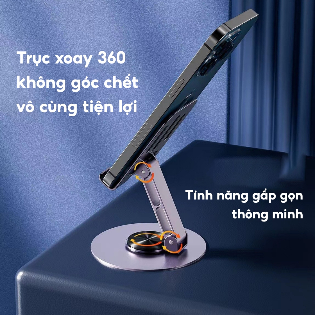 Giá đỡ điện thoại giá đỡ ipad xoay 360 độ L98 - chất liệu nhôm - gập lại nhỏ gọn