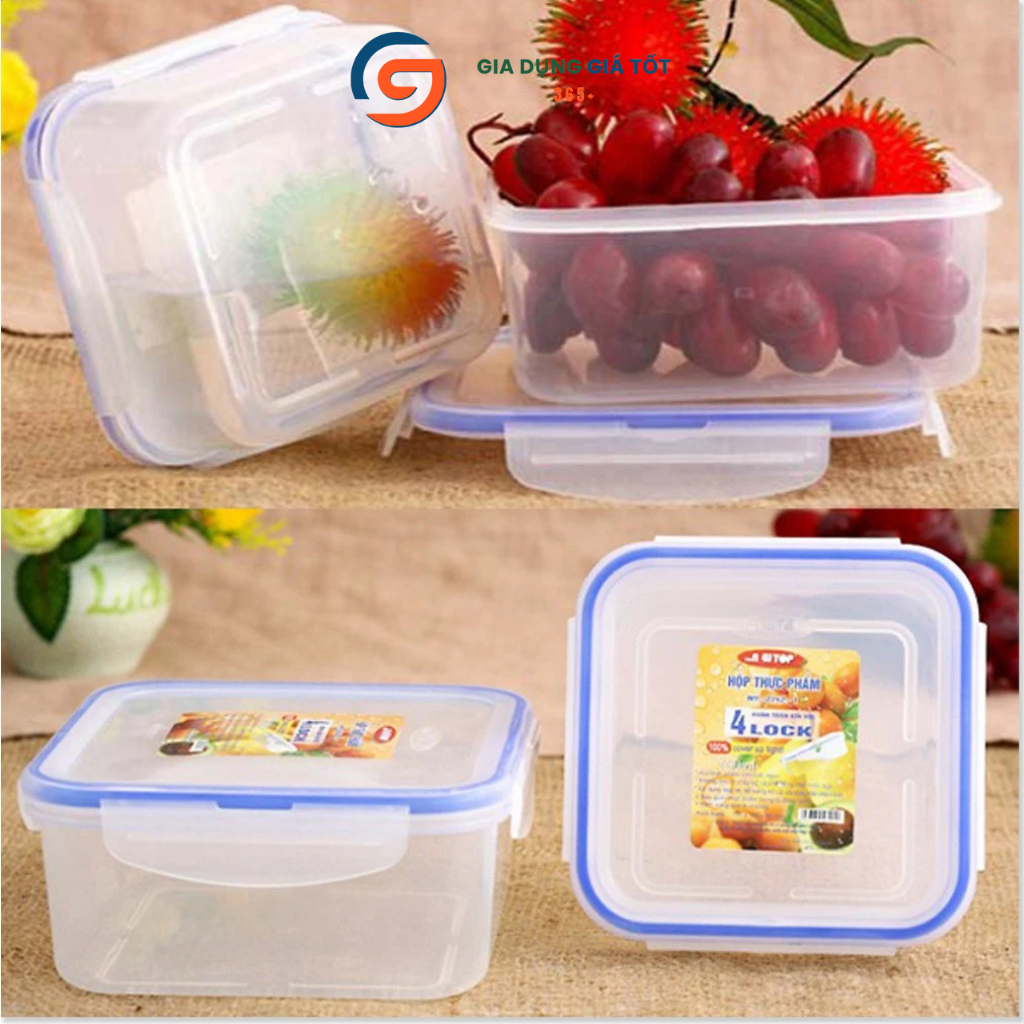 Bộ 2 hộp đựng thực phẩm Song Long có nắp kín hơi - hộp bảo quản đồ ăn tủ lạnh, mang cơm tiện lợi