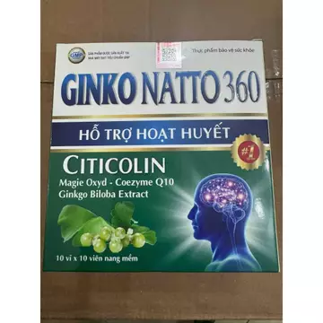 Viên Uống Ginkgo Natto 360 Q10 - Bổ Não, Tăng Tuần Hoàn Máu Não, Giảm Đau Đầu, Chóng Mặt - Hộp 100 Viên