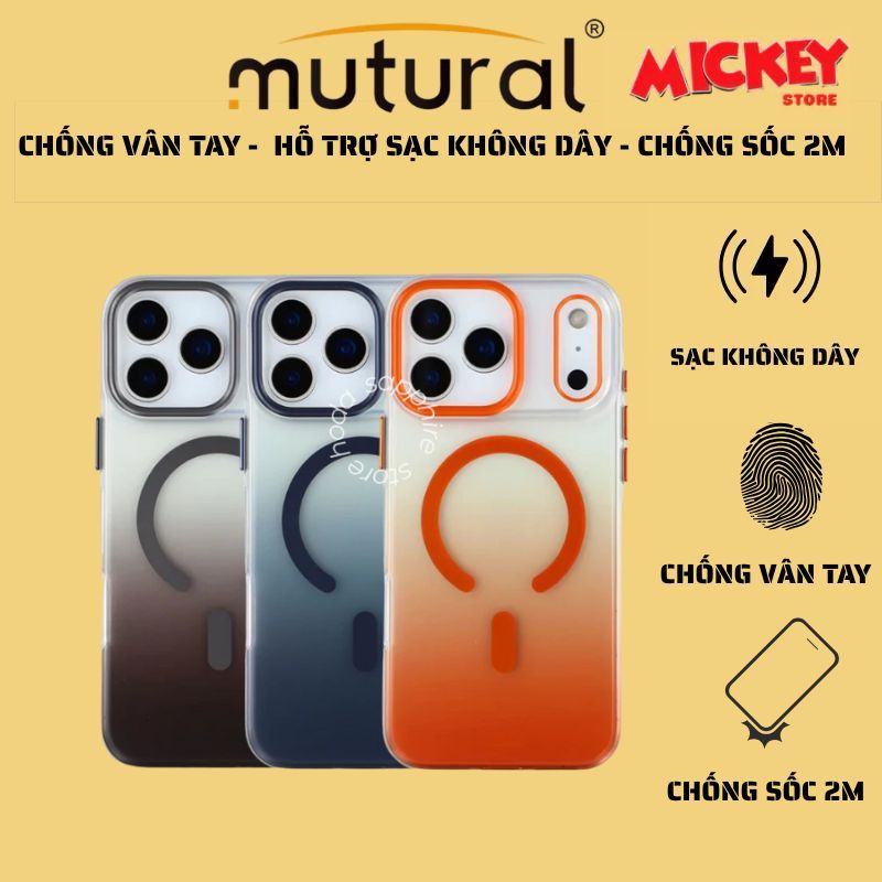 Ốp Lưng Mutural Gradient Ombre Colorful cho iPhone 17ProMax 17Pro – Sạc Không Dây,Chống Vân Tay