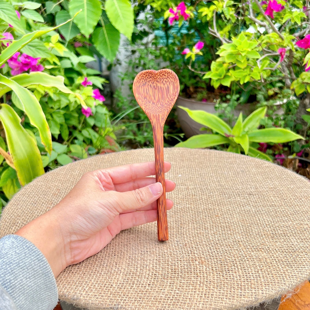 Muỗng Gỗ Dừa, Thìa Gỗ Dừa Kiểu Trái Tim Thiết Kế Độc Đáo Bền Đẹp, Bộ Dụng Cụ Ăn Cao Cấp, An Toàn Sức Khỏe - KIM TỨ