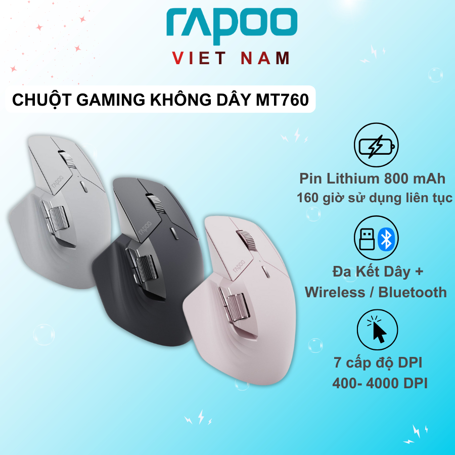 Chuột không dây Gaming Rapoo MT760 Kết nối Wireless / Bluetooth