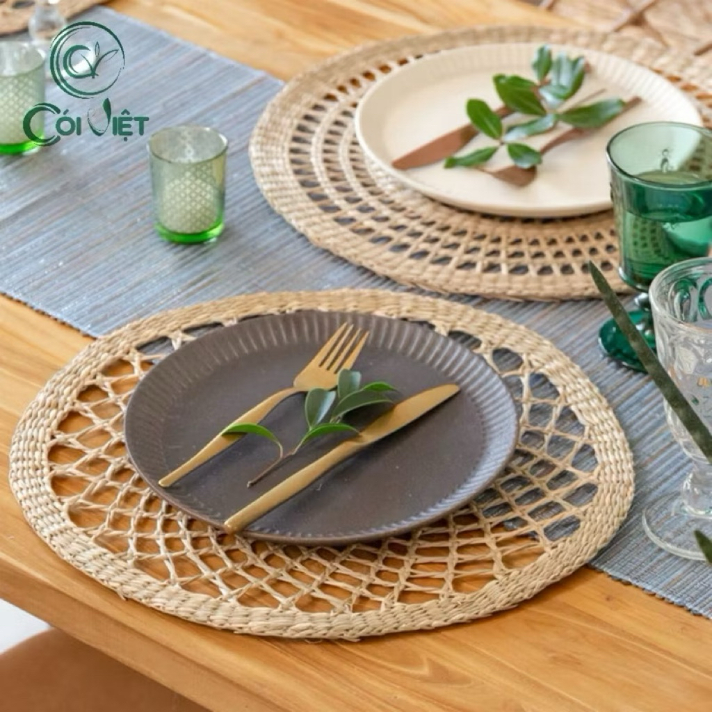 Thảm cói , tấm lót cói lót bàn ăn , lót bình hoa , treo tường oDecor