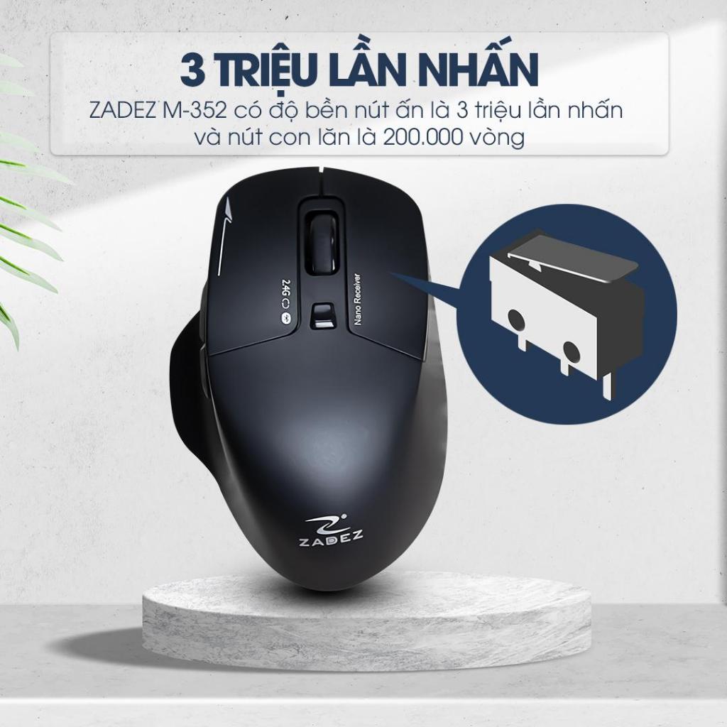 Chuột Bluetooth ZADEZ Tích Hợp Nano Receiver M-352B - Cảm Biến PixArt 1600DPI, Tiết Kiệm Pin