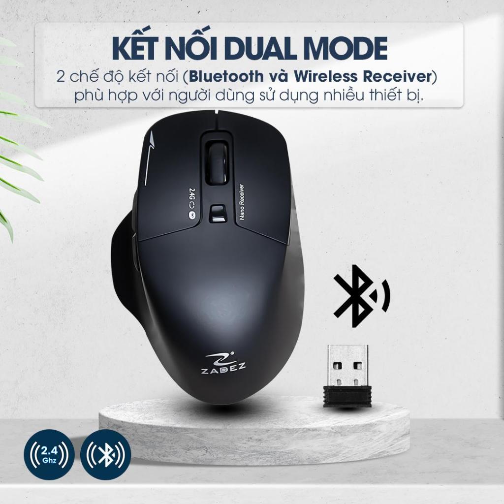 Chuột Bluetooth ZADEZ Tích Hợp Nano Receiver M-352B - Cảm Biến PixArt 1600DPI, Tiết Kiệm Pin