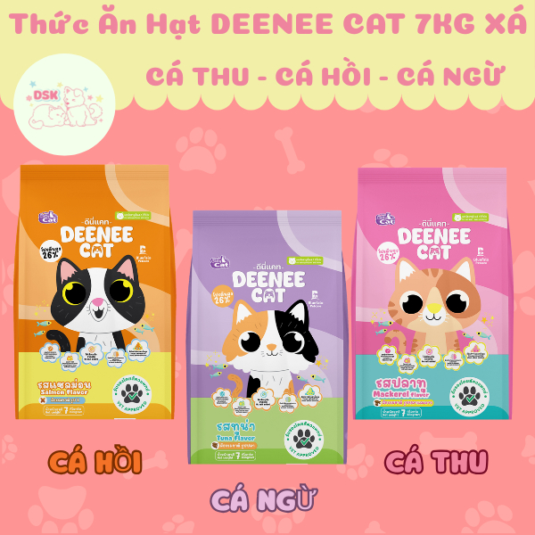 [BAO XÁ 7KG] Thức Ăn Hạt Cho Mèo DEENEE CAT – Hạt Dành Cho Mèo Kén Ăn , Giúp Mượt Lông , 3 Vị Cá