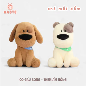 Gấu Thú Bông Puppy Cún Chó Mũi To Tai Dài Mắt Đốm Nâu Trắng Lông Ngắn Siêu Mềm Mịn Siêu Dễ Thương