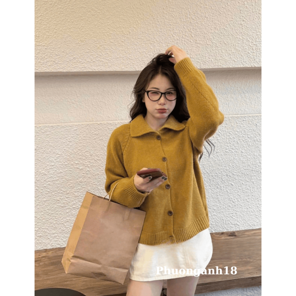 [Mới] Áo len CDG cổ bẻ dài tay 5 cúc hàng QC 556