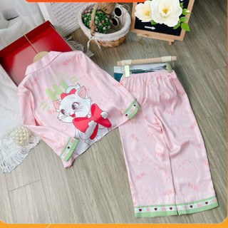 [12KG - 48KG ] Đồ Bộ Bé Gái Pijama Chất Vải Lụa Cao Cấp Tay Dài Quần Dài
