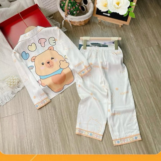 [12KG - 48KG ] Đồ Bộ Bé Gái Pijama Chất Vải Lụa Cao Cấp Tay Dài Quần Dài