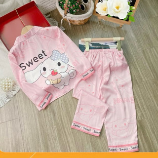 [12KG - 48KG ] Đồ Bộ Bé Gái Pijama Chất Vải Lụa Cao Cấp Tay Dài Quần Dài