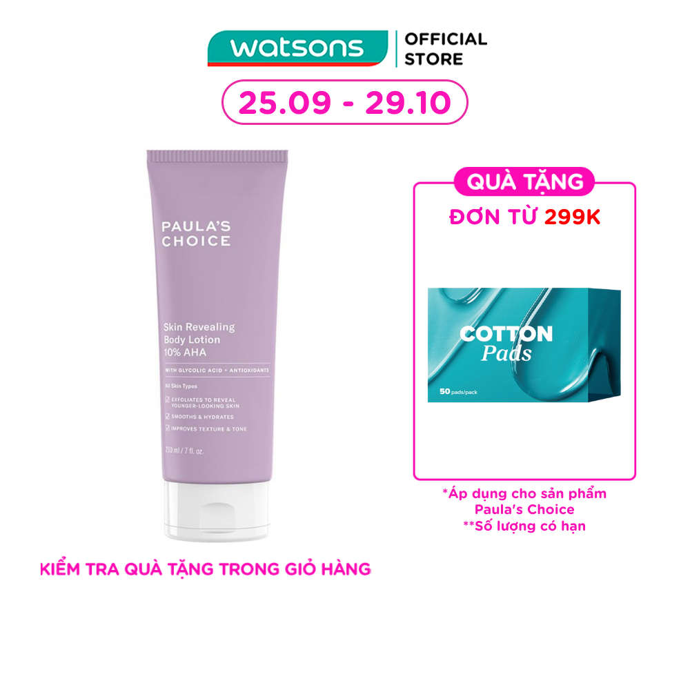 Kem Dưỡng Thể Paula's Choice Skin Revealing Body Lotion 10% AHA Tẩy Tế Bào Dịu Nhẹ 210ml
