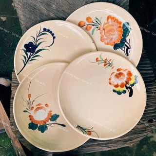 [NHIỀU MẪU] Dĩa Gốm Vẽ Hoa Xưa Loại Đẹp Lòng Không Chấm Chân Nhiều Kích Thước - Gốm Xưa Lái Thiêu Cho Người Hoài Niệm