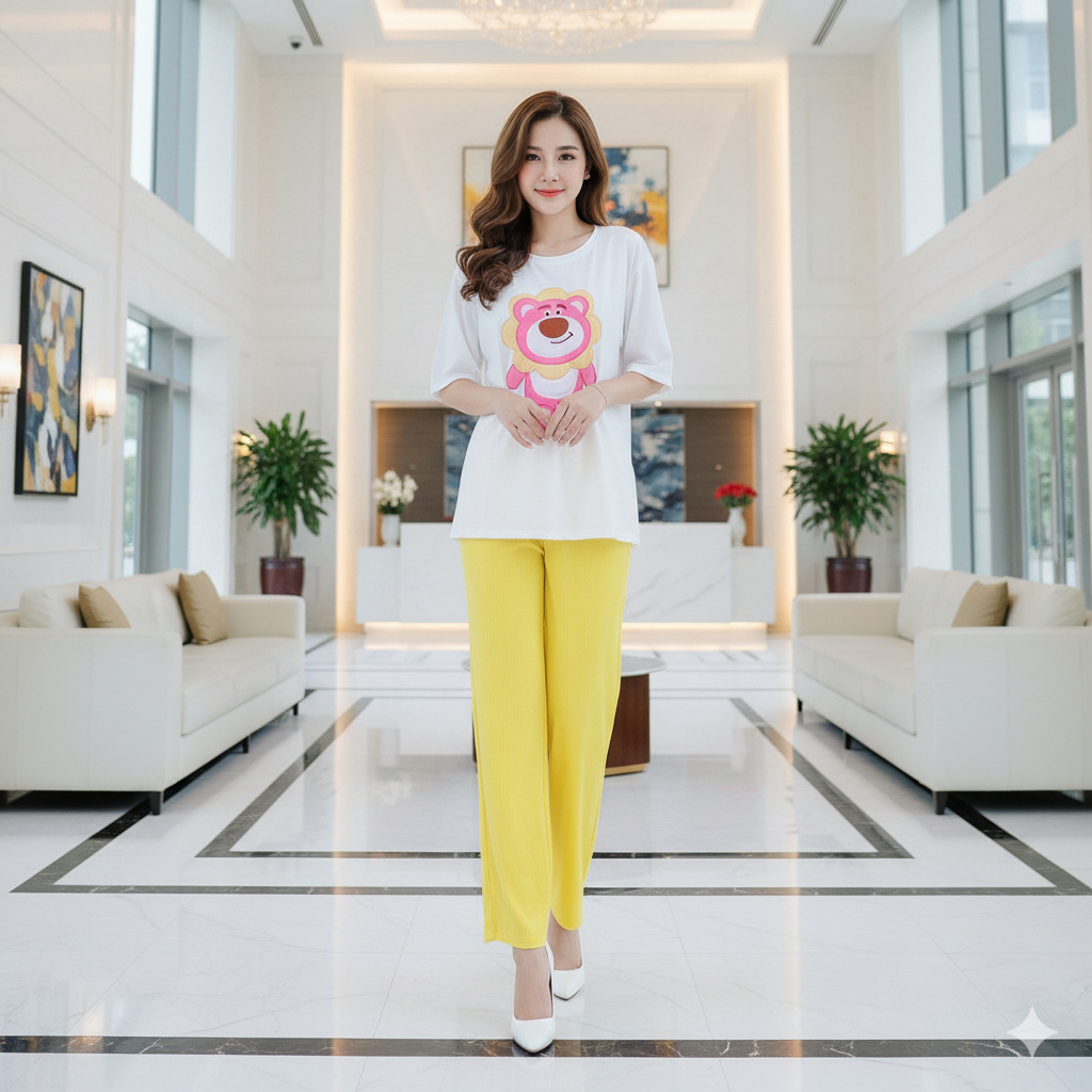Đồ Bộ Nữ Bigsize 45-85kg Quần Ống Suông Cạp Cao Thun Gân Chấm Bi Bèo Mặc Nhà Đi Chơi ESHOP MS969