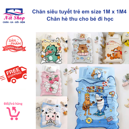 Chăn tuyết trẻ em size 1mx1m4 hoạ tiết siêu xinh cho bé đi học (Net shop chăn ga)