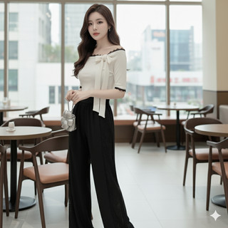 Áo tay ngắn nữ trễ vai form ôm chất thun gân mềm mịn viền ren kèm dây buộc freesize VANISA CT136