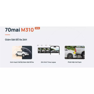 Camera Hành Trình Ô Tô 70Mai M310 Độ Phân Giản 2K Phát Hiện Va Chạm Kết Nối Wifi Giám Sát Ô Tô 24h