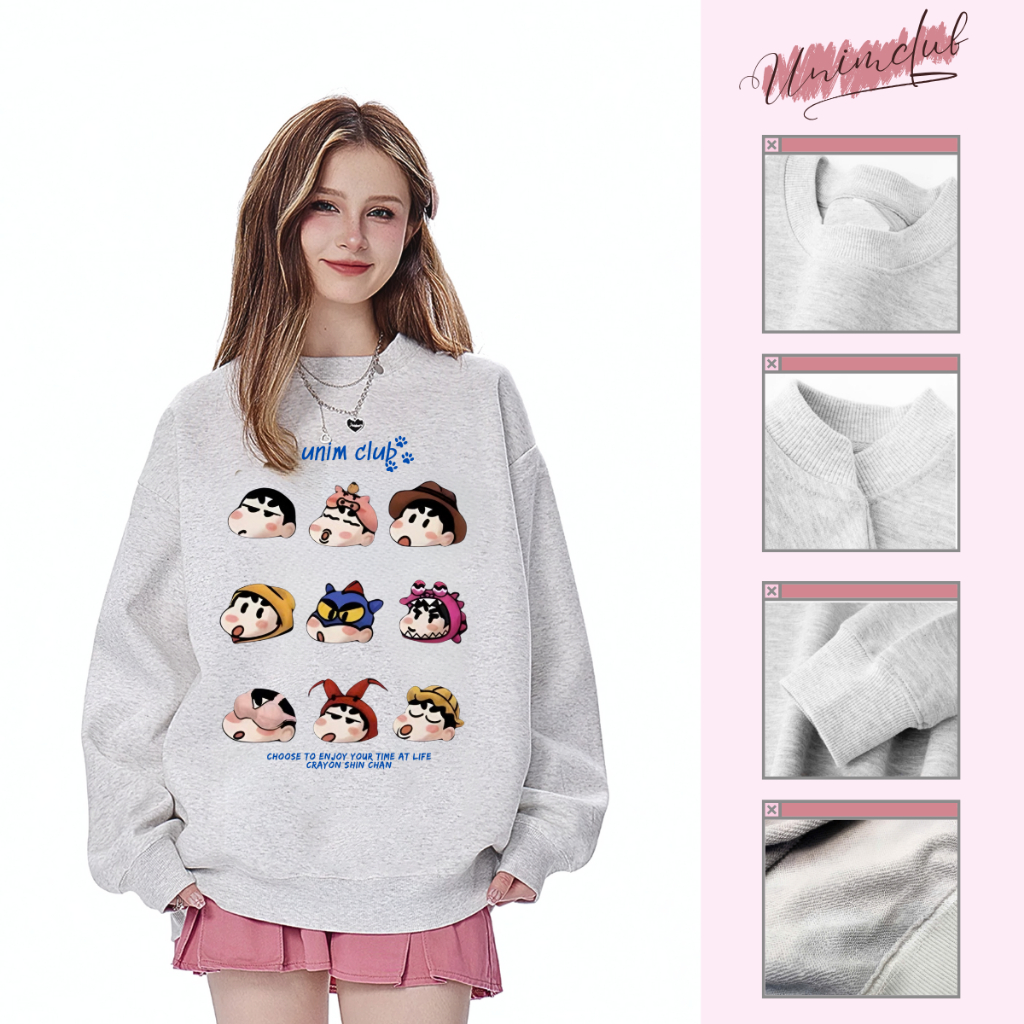 [Nỉ Chân Cua] Áo Sweater Nỉ Chân Cua Unim Club In Hình Shin Bút Chì Ngộ Nghĩnh Không Bong Chóc