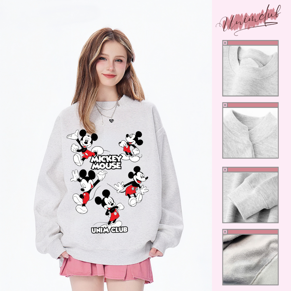 Áo Sweater Dài Tay Mickey Mouse Chất Liệu Nỉ Chân Cua Cao Cấp Không Bai Nhão Hình In Chống Nứt Không Bong