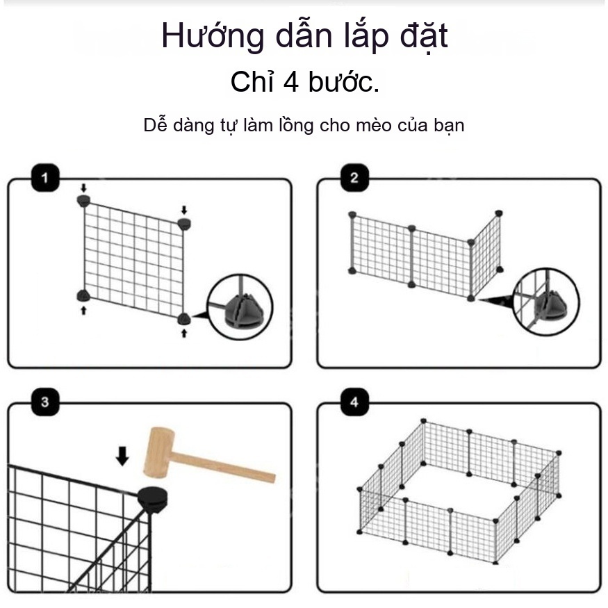 Chuồng Thú Lắp Ghép Bằng Sắt Chống Gỉ - Chuồng Chó Mèo Thỏ, Bọ Ú Đa Năng, Siêu Bền