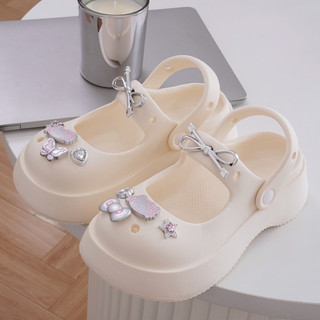Dép mary jane nữ ,dép sục Mita đế cao 5cm Sticker mèo nơ bạc XIXITIAO quai hậu dễ thương CS-169