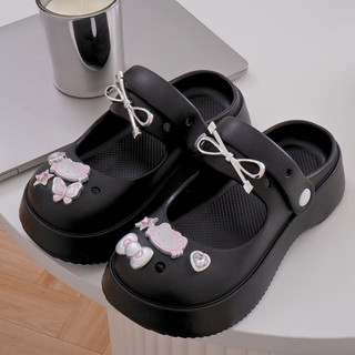 Dép mary jane nữ ,dép sục Mita đế cao 5cm Sticker mèo nơ bạc XIXITIAO quai hậu dễ thương CS-169