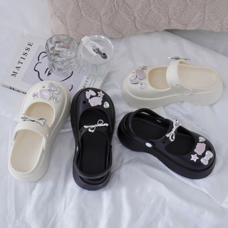 Dép mary jane nữ ,dép sục Mita đế cao 5cm Sticker mèo nơ bạc XIXITIAO quai hậu dễ thương CS-169