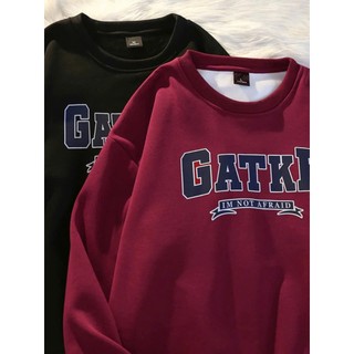 Áo Sweater Nỉ Hoodie Cổ Tròn Form Rộng Tay Dài Nam Nữ Unisex Chất Liẹu Nỉ 2 da In Chữ GATKE