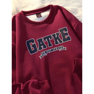 Áo Sweater Nỉ Hoodie Cổ Tròn Form Rộng Tay Dài Nam Nữ Unisex Chất Liẹu Nỉ 2 da In Chữ GATKE