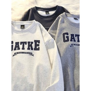 Áo Sweater Nỉ Hoodie Cổ Tròn Form Rộng Tay Dài Nam Nữ Unisex Chất Liẹu Nỉ 2 da In Chữ GATKE