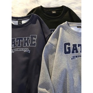 Áo Sweater Nỉ Hoodie Cổ Tròn Form Rộng Tay Dài Nam Nữ Unisex Chất Liẹu Nỉ 2 da In Chữ GATKE
