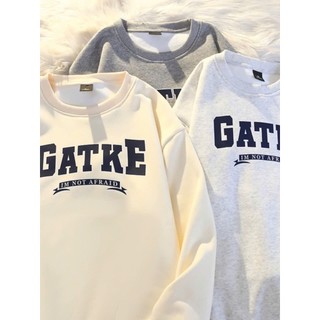 Áo Sweater Nỉ Hoodie Cổ Tròn Form Rộng Tay Dài Nam Nữ Unisex Chất Liẹu Nỉ 2 da In Chữ GATKE