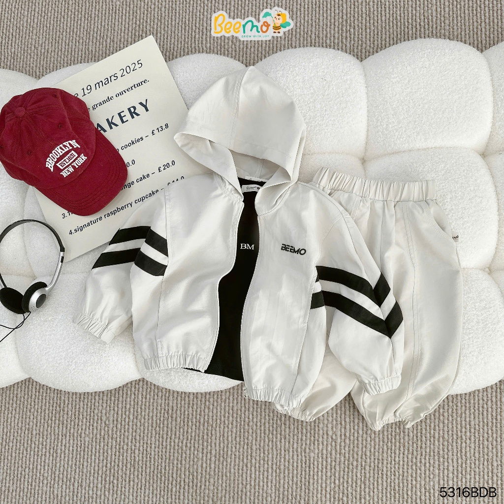 Bộ gió thể thao unisex cho bé, bộ gió thu đông (1 lớp, không lót) phong cách Hàn Quốc Beemo 5316BDB