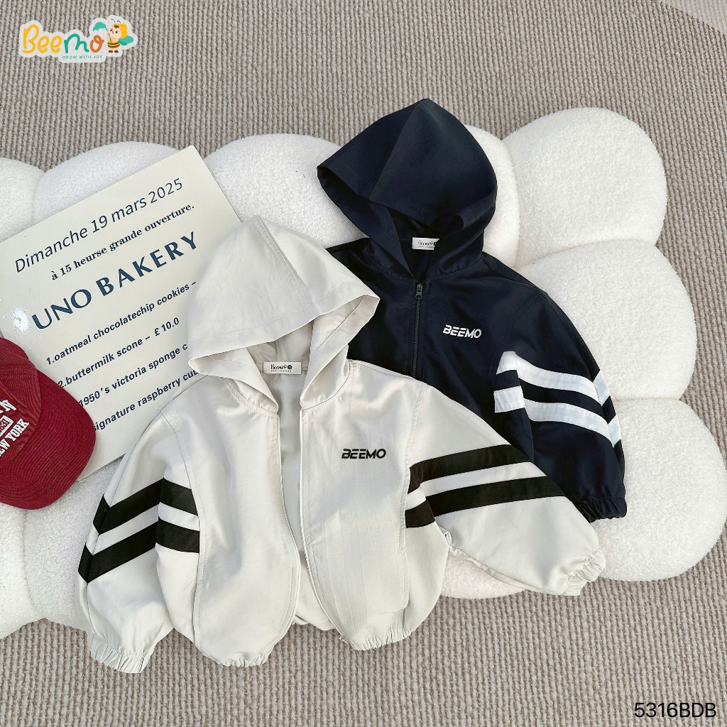 Bộ gió thể thao unisex cho bé, bộ gió thu đông (1 lớp, không lót) phong cách Hàn Quốc Beemo 5316BDB