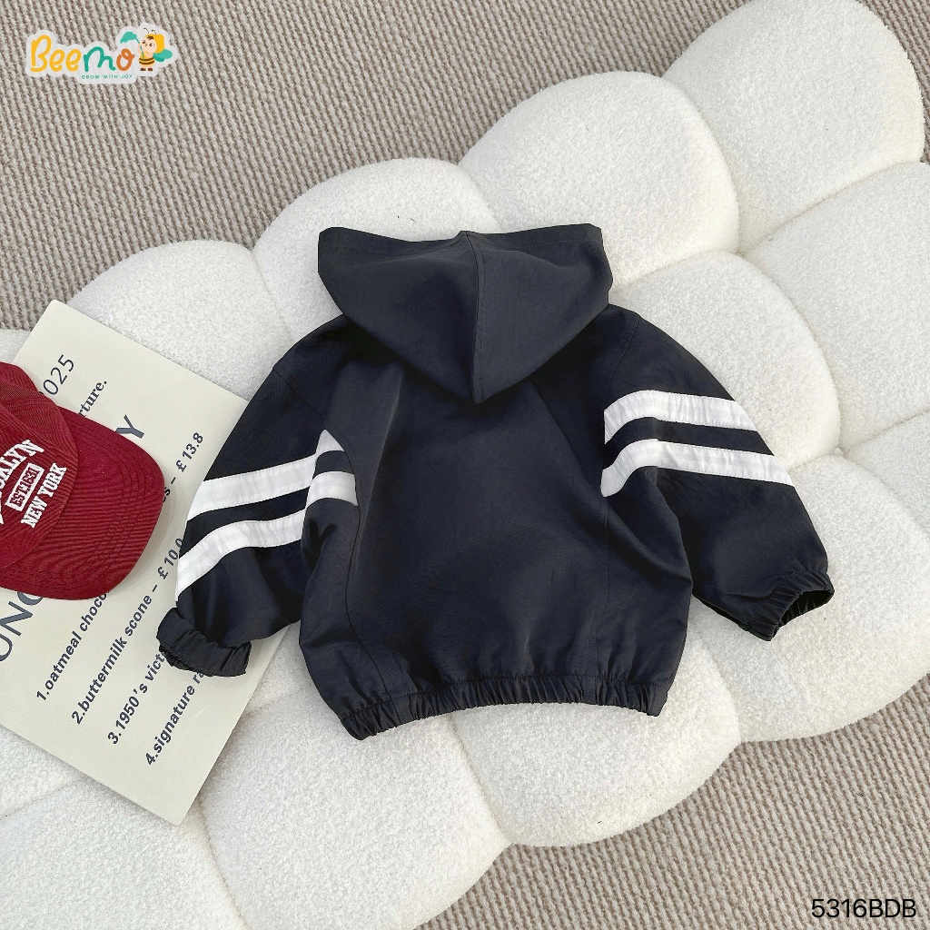 Bộ gió thể thao unisex cho bé, bộ gió thu đông (1 lớp, không lót) phong cách Hàn Quốc Beemo 5316BDB