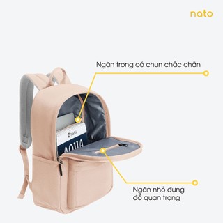 balo đi học vải canvas Natoli nam nữ cao cấp đơn giản nhiều ngăn chống nước Balo Basic Backpack B2