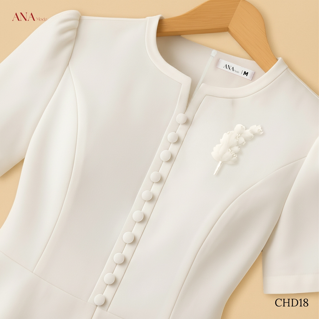 Áo Kiểu Đính Hoa Nữ ANA Mode Chất Liệu Cotton Lạnh Thanh Lịch Đi Tiệc Quà Tặng Mẹ AK25CHD18