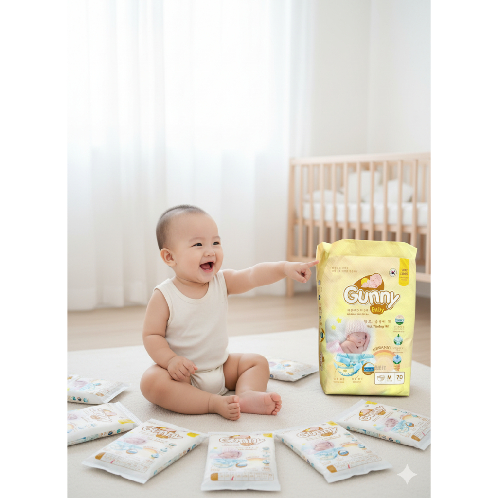 ( 5 gói dùng thử) Tã Bỉm GUNNY Công Nghệ Hàn Quốc Dán/Quần Đủ Size Mỏng Mát, an toàn cho em bé